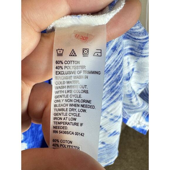 NWT Allison Daley Plus Size Top 1X Tie-Dye Short Sleeve Casual Coastal Tie Front - Picture 7 of 8